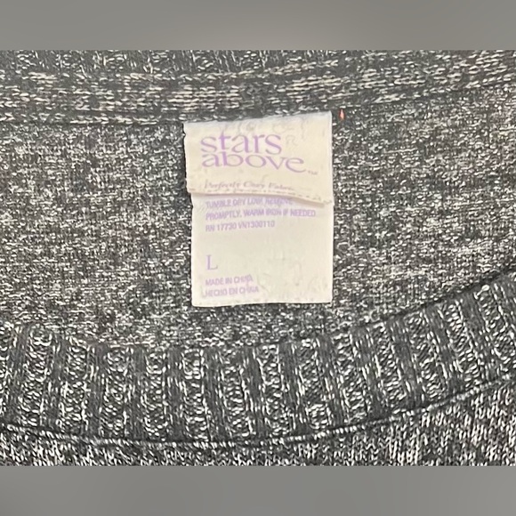 EUC Stars Above Black Gray Round Neck Pullover Lightweight Sweater w/ Pocket L - Picture 6 of 6